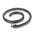 Collana a catena esagonale hip hop vintage in acciaio inossidabile argento scuro per uomo - Nero Opaco