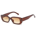 Retro rectangle sunglasses with brown translucent frames and gradient tea lenses - Tea Frame / Tea Lens