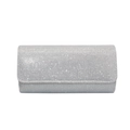 Elegante pochette da sera con paillettes argento, patta rettangolare e glitter - Argento