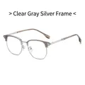 Men's blue light blocking reading glasses in transparent grey and silver half-frame - Transparent Grey Silver Frame