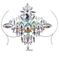 Rainbow AB crystal rhinestone chest tattoo sticker jewelry in geometric X0003 pattern - X0003-Colorful Transparent Symmetrical Style