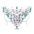 X0006 iridescent and teal crystal chest jewels sticker with acrylic rhinestones - X0006-Blue Green Iridescent Gems