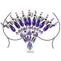 Purple crystal chest tattoo sticker with teardrop and heart rhinestones, model X0012 - X0012-Purple Heart Pendant Style