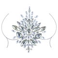 X0019 crystal body jewel sticker with iridescent teardrop and round rhinestones - X0019-Silver Transparent Rhombus Diamonds