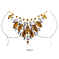 Gioielli per il petto in cristallo ambra dorata con motivo strass a V X0027 - X0027-Stile a V Oro Ambra