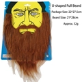U-shaped brown synthetic fiber beard prop for costumes, 21x28cm size with packaging - One Size / U-Shaped Big Brown Mustache