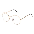 Classic round gold metal frame glasses with lightweight alloy finish and black earpieces - Gold Frame