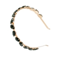 Detail of elegant gold metal headband with black oval gemstones on a white background - Teardrop Black Rhinestone