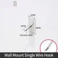 Silver metal pegboard hook with 22x60mm base for phone accessories display - 4mm Thick Silver Wall Hook 5CM Length (With Screws)