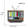 Retro TV-emaille pin met kleurrijk testbeeldpatroon en zilveren V-vormige antenne - Vintage TV Vorm