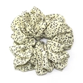 Oversized cream white scrunchie with classic black polka dot pattern for elegant hair styling - Large White Dot