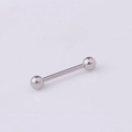 Silver 316L stainless steel barbell piercing jewelry for tongue or nipple in 45-degree view - 1.6*19*6/6mm / Steel