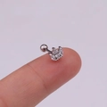 Orecchino per cartilagine a corona in argento con tre zirconi marquise e vite - Stile Forma Corona (3#)