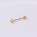 Close-up of golden 316L stainless steel barbell piercing stud with polished finish - 1.6*19*6/6mm / Gold