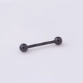 Detail of a polished black 316L stainless steel barbell for tongue or nipple piercings - 1.6*19*6/6mm / Black