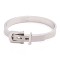 Silver stainless steel buckle bracelet with brushed finish for men and women - Buckle Design / Single Bangle Silver