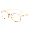 Square amber TR90 eyeglasses frame featuring lightweight screwless hinge design - Brown