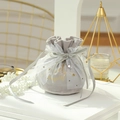 Elegant grey velvet wedding candy bag with white sequin mesh and gold Best Moment text - Premium Grey
