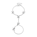 Silver flower hand harness with sparkling zircon petals and adjustable finger chain - Silver