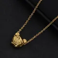 Ciondolo a forma di topo dello zodiaco 3D dorato con raffinata catena a maglie in metallo - Topo della Ricchezza