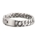 Minimalist matte silver titanium steel Cuban chain bracelet for men with brushed buckle - 23cm / Matte Steel