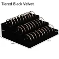 Three-tier tiered black velvet jewelry stand for bracelets and bangles 26x24x9cm - 3-Tier Bangle Tray / Black