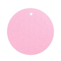 Tovaglietta tonda in silicone rosa con texture antiscivolo a puntini e foro per appendere - Rosa