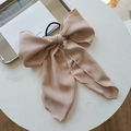 Elegante coletero con lazo color albaricoque en tela suave y goma elástica fuerte - Café Claro