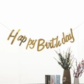 Striscione Happy Birthday a specchio dorato per decorazione murale di festa - Oro