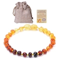 Natural Baltic Amber baby bracelet with certificate of authenticity and linen pouch - 14-15cm Rainbow Amber Bracelet