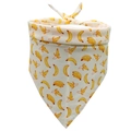 Close-up of cotton pet bandana with yellow banana patterns and tie-on design - Banana