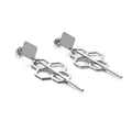 Pendientes de rombo geométricos con borlas en acero de titanio color plata - Color Acero (KE86456-KFC)