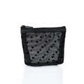 Small black mesh makeup bag with flocked heart patterns and secure top zipper closure - Small Triangle (Black Heart) / Black Mesh Black Heart