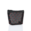 Portable black mesh storage bag with red flocked heart patterns and zipper closure - Small Triangle (Red Heart) / Black Mesh Red Heart