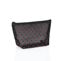 Black mesh cosmetic bag with red flocked heart patterns and secure zipper closure - Large Triangle (Red Heart) / Black Mesh Red Heart
