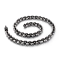 Collana geometrica da uomo in acciaio al titanio con maglie nere e argento - Bicolore Nero