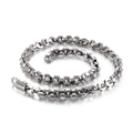 Polished silver stainless steel necklace with geometric hexagonal links and plug clasp - Steel