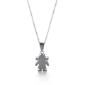Collier minimaliste en acier titane argenté avec un pendentif figurine de femme moderne - Style Petite Fille de Dessin Animé (KN89966-K) / Couleur Acier