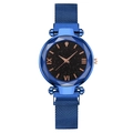 Orologio in maglia d'acciaio blu con quadrante stellato e vetro di cristallo - Blu