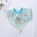 Mint green cotton baby bib with cartoon seal print and decorative yellow ball trim - Umbrella-shaped Bib Blue Cartoon Style.