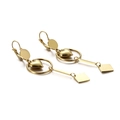 Pendientes largos de acero de titanio dorado con dijes geométricos de corazón y cuadrado - Dorado (KE86821-KFC)