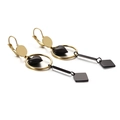 Elegantes pendientes geométricos en oro y negro con corazón y colgantes cuadrados - Oro Negro (KE86820-KFC)