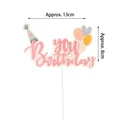 Rosa und blauer Tortenstecker Birthday You mit Luftballons und Hut, 13 cm breit - Rosa Partyhut Ballon Herz Happy Birthday Stil