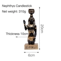 Nephthys goddess candle holder in black and gold resin with hieroglyphic base - Nephthys Candlestick / H20cm W6cm T10cm