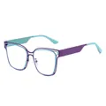 Occhiali quadrati anti luce blu con montatura bicolore viola e blu dal design alla moda - Montatura Viola