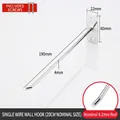 Silver metal 190mm wall mounted display hook with 22x60mm rectangular base and screws - 4mm Thick Silver Wall Hook 20CM Length (With Screws)