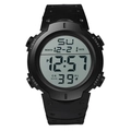 Macro view of digital watch dial showing date, time, and functional display buttons - 601 Black