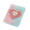Taccuino in peluche sfumato rosa e blu con decorazione a cuore di grandi paillettes - Cuore di Paillettes / Colorato