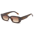 Stylish rectangular sunglasses with tortoise shell frame and brown gradient lenses - Tortoise Frame/Gradient Tea Lens