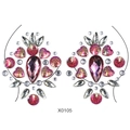 Rosa Kristallherz Körpersteine und Strass Brust Tattoo Aufkleber für Damen X0105 - 12.5*16.5 / Rosa irisierender Mischblatt-Stil (X0105)